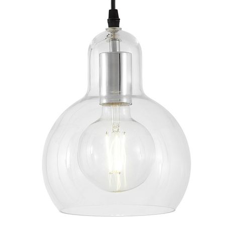 Chromowana minimalistyczna szklana lampa wisząca, przezroczysty klosz - MORO 1A