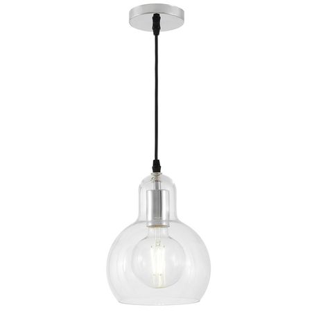 Chromowana minimalistyczna szklana lampa wisząca, przezroczysty klosz - MORO 1A