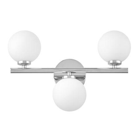 Chromowany, designerski kinkiet z okrągłymi trzema szklanymi kloszami - MARSIADA