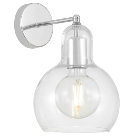 Chromowany kinkiet, nowoczesna lampa ścienna z przezroczystym szklanym kloszem - MORO 1A