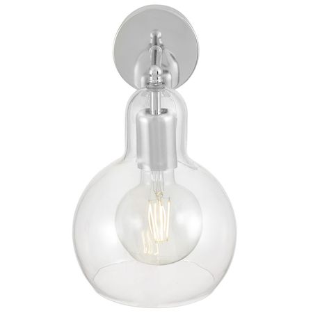 Chromowany kinkiet, nowoczesna lampa ścienna z przezroczystym szklanym kloszem - MORO 1A