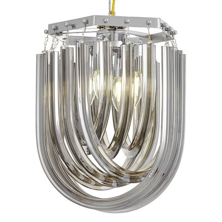 Chromowany żyrandol szklany, luksusowa dymiona lampa wisząca glamour - BOSCONE