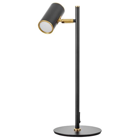 Czarna elegancka lampka biurkowa z mosiężnymi detalami, nowoczesny design - MIRA