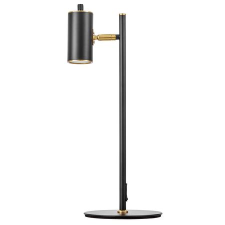Czarna elegancka lampka biurkowa z mosiężnymi detalami, nowoczesny design - MIRA