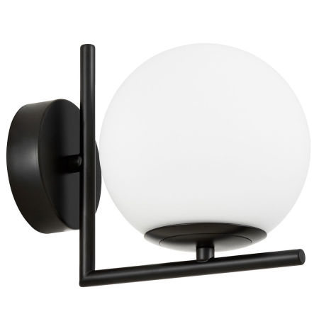 Czarna lampa ścienna SORENTO, designerski kinkiet, biały, szklany klosz