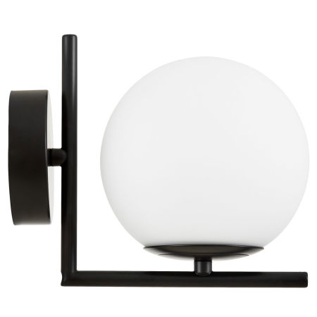 Czarna lampa ścienna SORENTO, designerski kinkiet, biały, szklany klosz