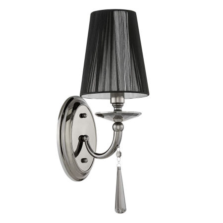 Czarna lampa ścienna, kinkiet kryształowy FABIONE pojedynczy klasyczny