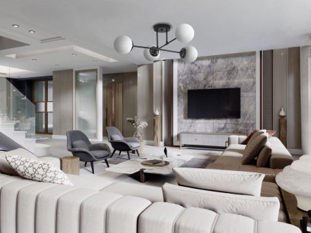 Czarna lampa sufitowa asymetryczna, metalowe rurki, białe kule - FINO