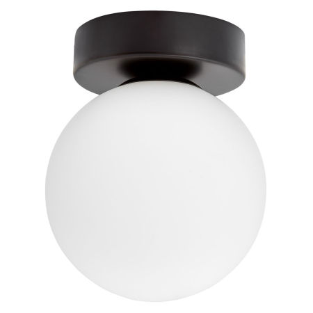 Czarna lampa sufitowa, plafon lub kinkiet ścienny, pojedyncza biała kula - MARSIADA W1