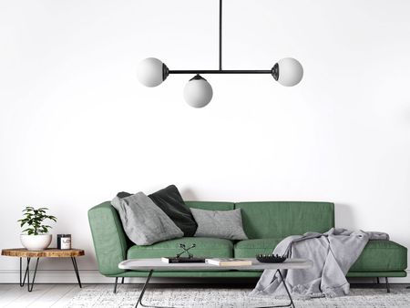 Czarna lampa sufitowa wisząca z białymi kloszami, styl nowoczesny - FINO W3