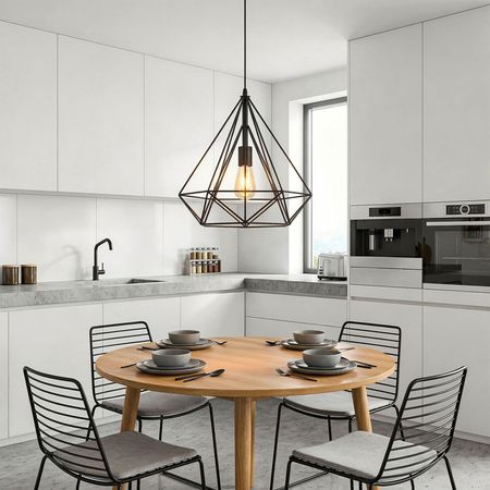 Czarna lampa wisząca druciana diament FORTI industrialna loft skandynawska