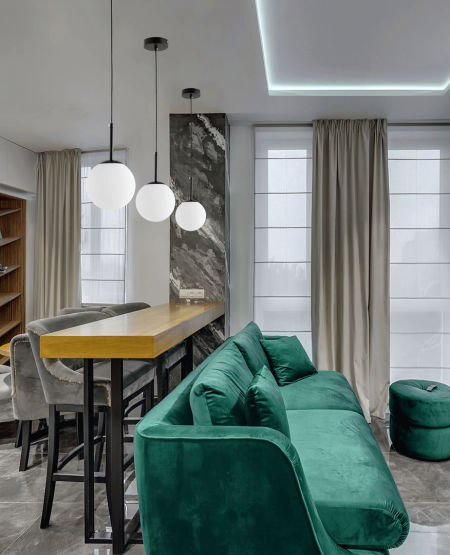 Czarna lampa wisząca z białym kloszem w kształcie kuli, nowoczesna FREDICA W1