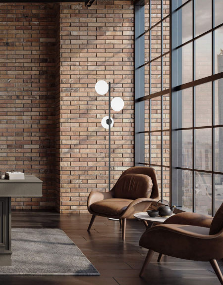 Czarna, ponadczasowa lampa podłogowa z białymi okrągłymi kloszami, nowoczesna FREDICA W3