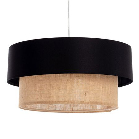 Czarno-jutowa elegancka lampa wisząca do salonu, oświetlenie pokojowe w stylu glamour boho - DUO