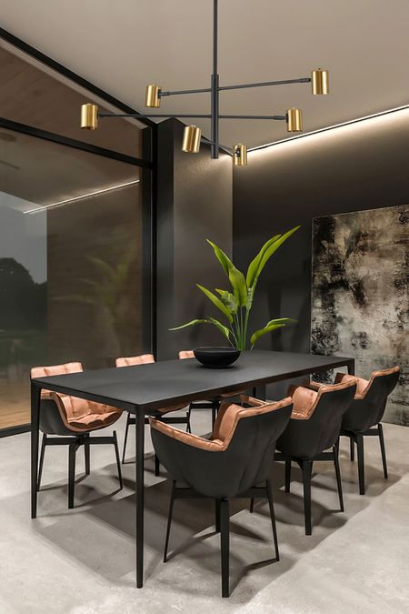 Czarno-mosiężny żyrandol do jadalni i salonu, lampa wisząca w stylu glamour - DORA W6