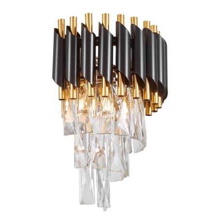 Czarno-złoty kinkiet kryształowy, elegancka lampa ścienna MAZINI W2
