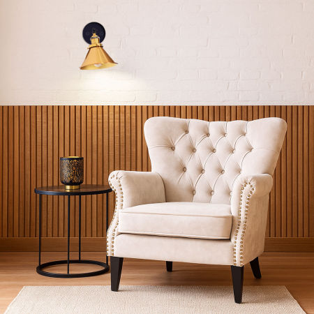 Czarno-złoty kinkiet loftowy do salonu, lampa ścienna NORI W1