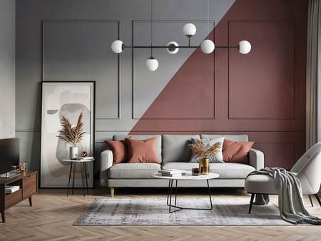 Czarny żyrandol, kule, lampa wisząca, belka pozioma, dwie okrągłe podsufitki - FINO