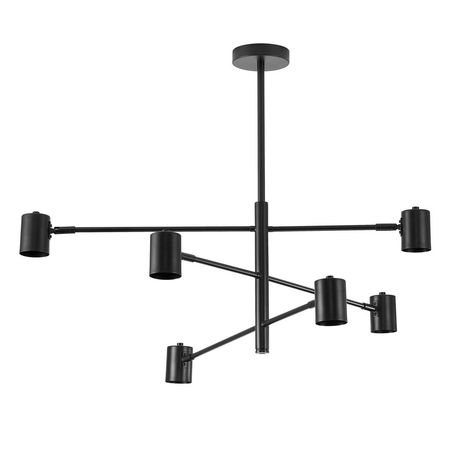 Czarny żyrandol loftowy, designerska lampa wisząca do salonu - DORA W6