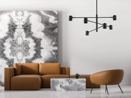 Czarny żyrandol loftowy, designerska lampa wisząca do salonu - DORA W6