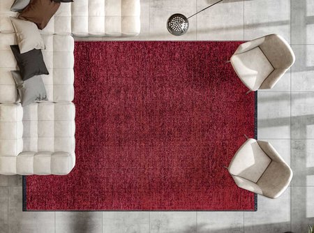 Czerwony dywan do salonu dopamine docor, jednokolorowy na ogrzewanie podłogowe - FLORENCE
