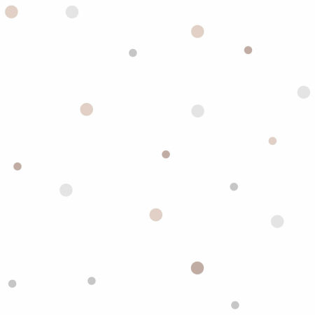 Delikatna tapeta do pokoju dziecka, biała w beżowe i szare kropki, groszki - NIKO