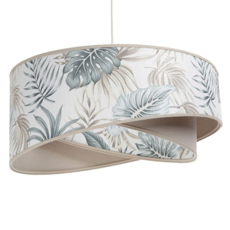 Designerska kremowa lampa wisząca boho w tropikalne liście, asymetryczna forma - ENA