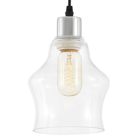 Designerska lampa wisząca, szklany klosz transparentny, chrom - MORO 1B