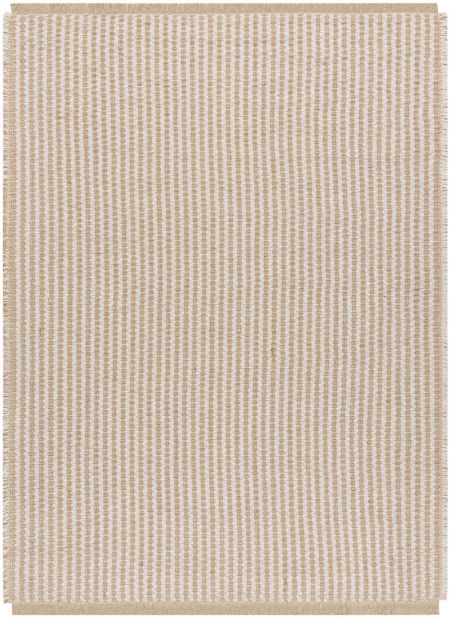 Dywan jutowy w paski pionowe kremowe i beżowe, płasko tkany, z frędzlami - JUTE