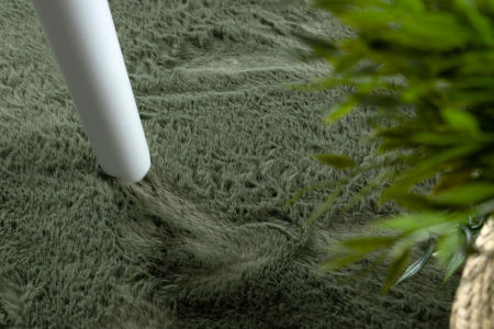 Dywan okrągły boho zielony, pluszowy, miękki i antypoślizgowy, dywan do pralki - POSH Shaggy