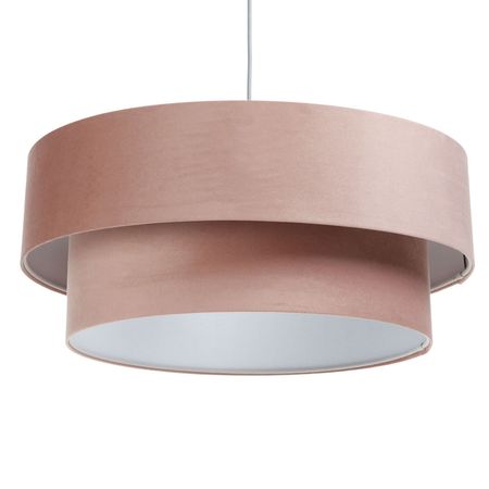 Dziewczęca lampa wisząca pudrowy róż, podwójny abażur welurowy - JASMINE BEBE
