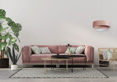 Dziewczęca lampa wisząca pudrowy róż, podwójny abażur welurowy - JASMINE BEBE