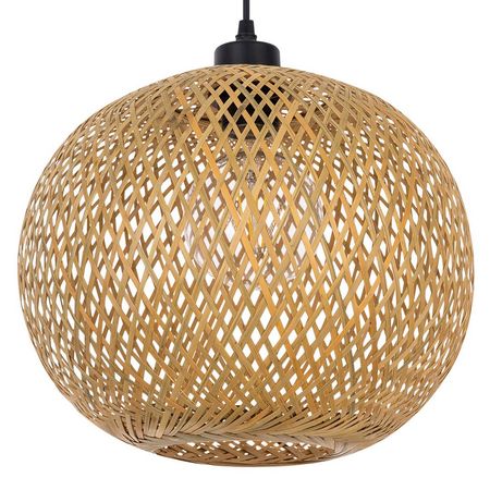 Ekologiczna lampa wisząca bambusowa boho kula do salonu, pleciony naturalny abażur - TARA