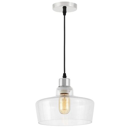 Elegancka lampa wisząca, transparentny szklany klosz, chrom, styl nowoczesny - MORO 1D