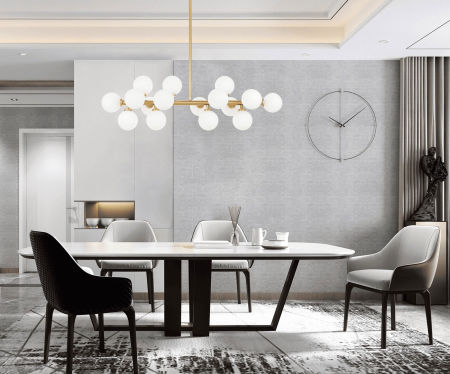 Elegancka mosiężna lampa wisząca PETRICA białe szklane klosze kulki