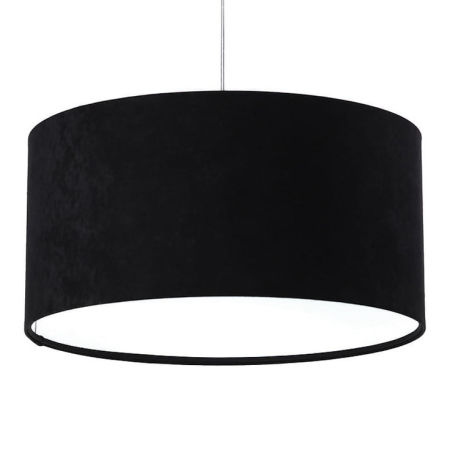 Czarno-biała lampa wisząca z welurowym kloszem w kształcie walca GLORIA