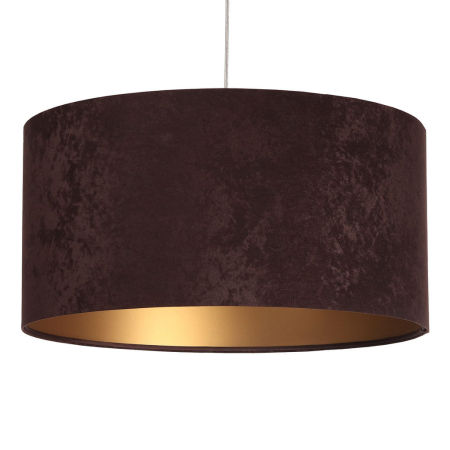 Brązowo-złota lampa abażurowa w kształcie walca, welurowa DALIA