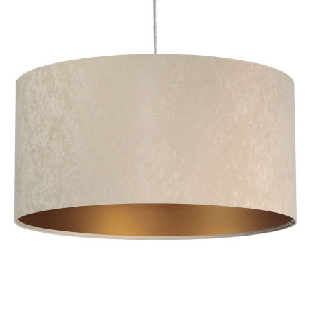 Beżowa lampa wisząca z abażurem z weluru w kształcie walca ze złotym wnętrzem NIGELLA