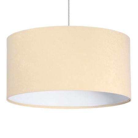 Kremowo-biała lampa wisząca w kształcie walca z welurowym abażurem VERBENA
