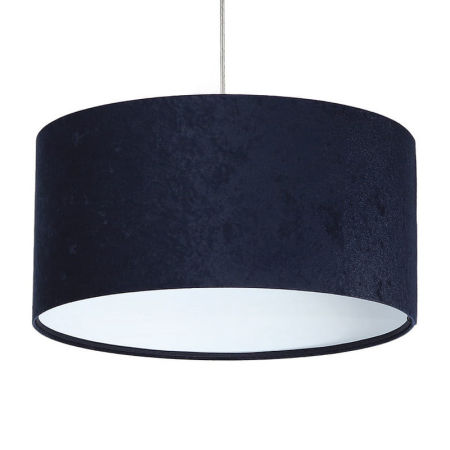 Granatowo-biała lampa abażurowa w kształcie walca, welurowa LOBELIA