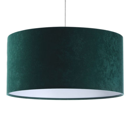 Zielono-biała lampa wisząca z welurowym kloszem w kształcie walca OLIMPIA