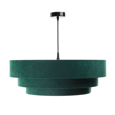 Zielona lampa wisząca z welurowymi abażurami ze złotym wnętrzem TRINITI