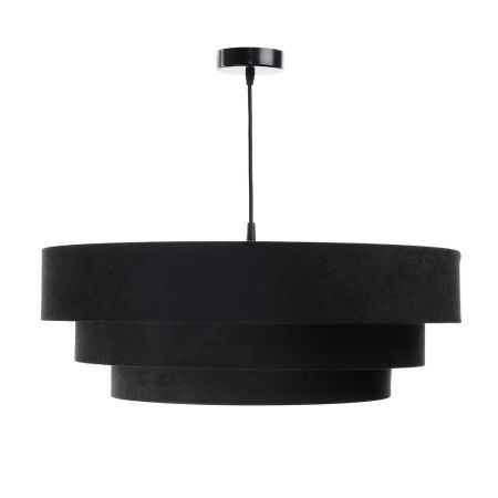Czarna lampa wisząca z welurowymi, walcowymi kloszami ze srebrnym wnętrzem TRINITI