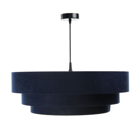 Granatowa lampa wisząca z welurowymi abażurami ze złotym wnętrzem TRINITI