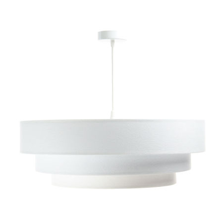 Biała lampa wisząca z trzema kloszami z weluru ułożonymi kaskadowo TRINITI