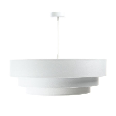 Biała lampa wisząca z welurowymi, walcowymi kloszami ze srebrnym wnętrzem TRINITI