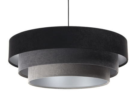 Czarno-grafitowo-szara lampa wisząca z welurowymi abażurami o kaskadowym ułożeniu ze srebrnym wnętrzem TRINITI