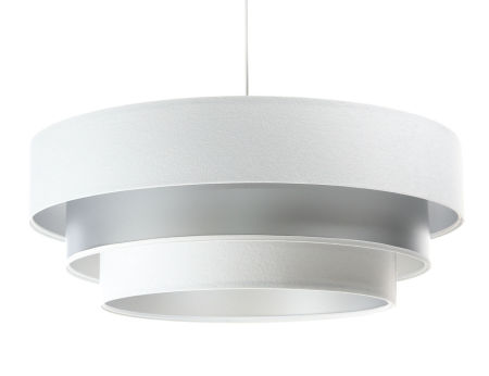 Biało-srebrna lampa wisząca z walcowymi kloszami z apli i weluru ze srebrnym wnętrzem TRINITI