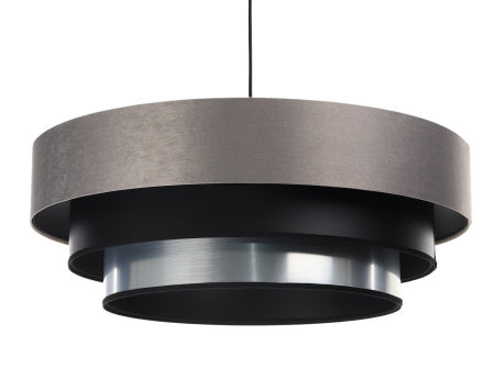 Szaro-czarna lampa wisząca z weluru i apli, z trzema abażurami, szczotkowane srebro TRINITI