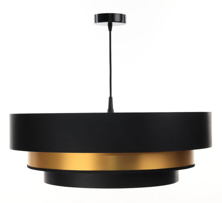 Czarno-złota lampa wisząca z lateksowymi abażurami ze złotym wnętrzem TRINITI